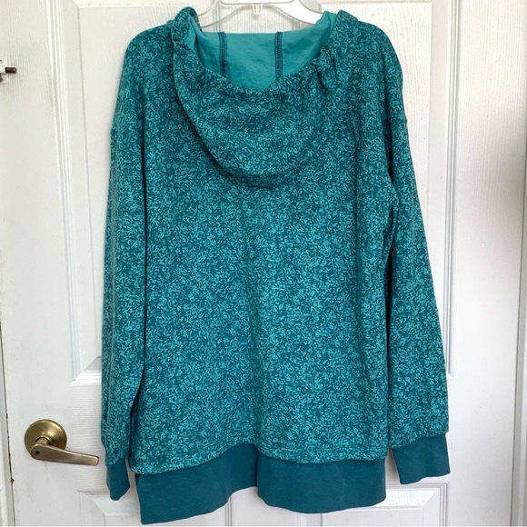 Athleta Sundown Alliance Hoodie Sweatshirt Small Flower Blue Texture Borealis - Picture 5 of 8